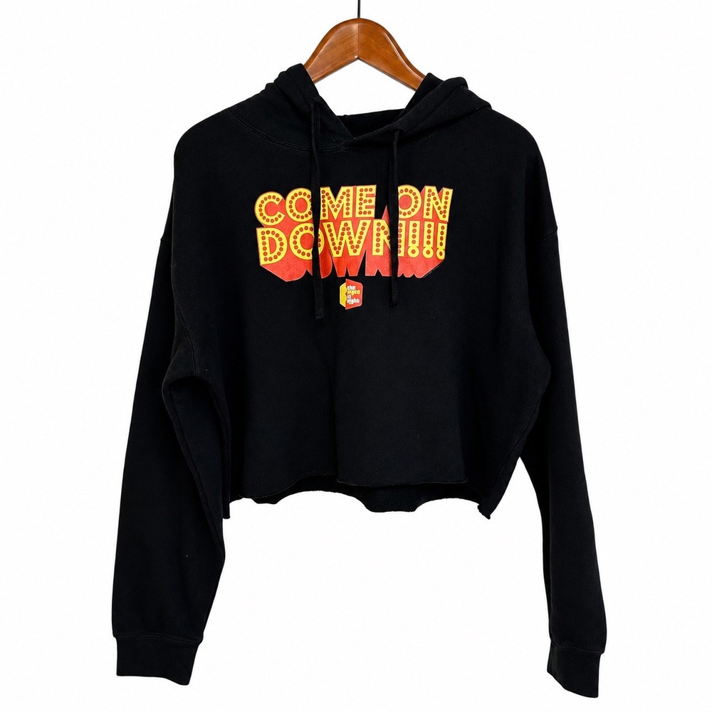 Lane Seven Medium The Price Is Right Come On Down Cropped Hoodie Black LS12000